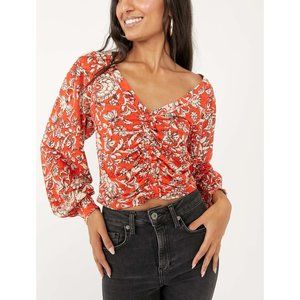 NWT Free People Say The Word Top / Ruby Red Combo